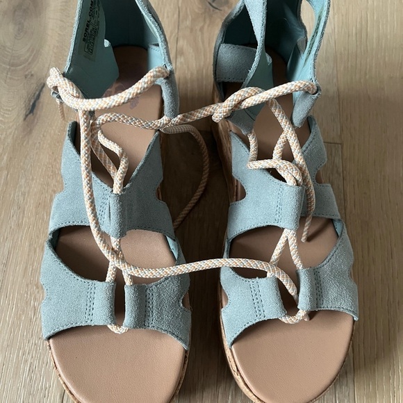 Sorel Cameron Flatform Lace, Suede Ghillie Gladiator Wedge Sz 9,5 - Picture 5 of 8